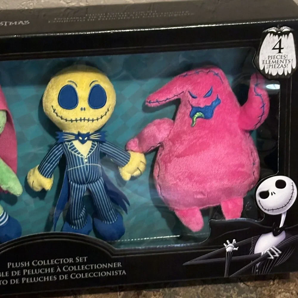 Disney NBC 4 Piece Plush Collector Set (neon/Blacklight) Jack Sally Oogie Zero